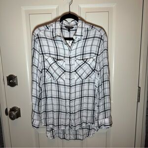 Express Black and White Plaid Button Down Shirt, Size S